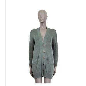 Brunello Cucinelli Women's 100% Cotton Sage Green Button-Up Cardigan Sweater M